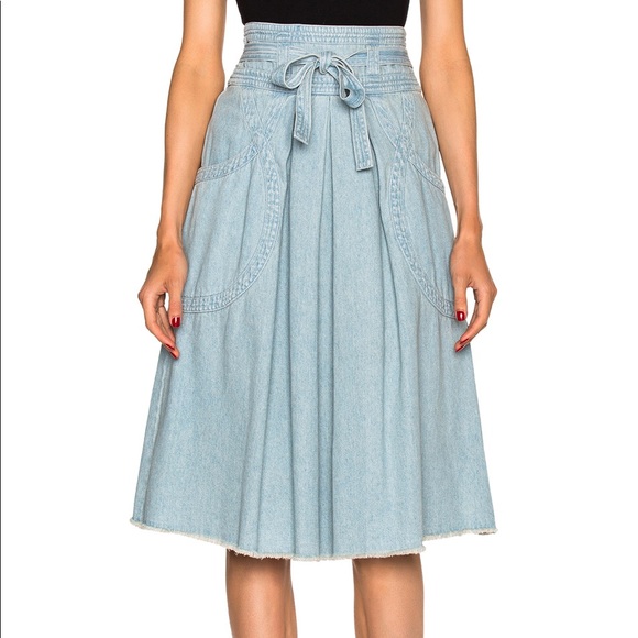 ulla johnson denim skirt